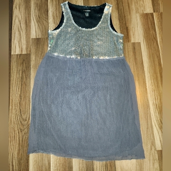 Cotton Express Silver Sequin Mini Dress Size Medium - Picture 1 of 4